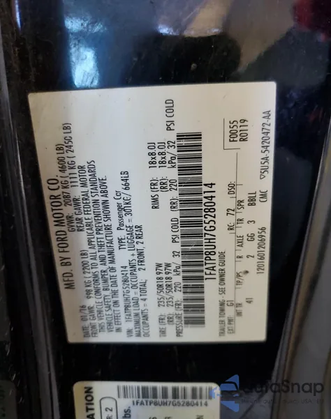 2016 Ford Mustang из США, поврежденный, VIN 1FATP8UH7G5280414